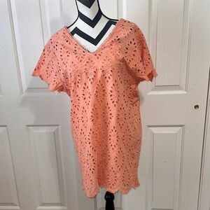 Splendid Orange Eyelet Lace Dress
